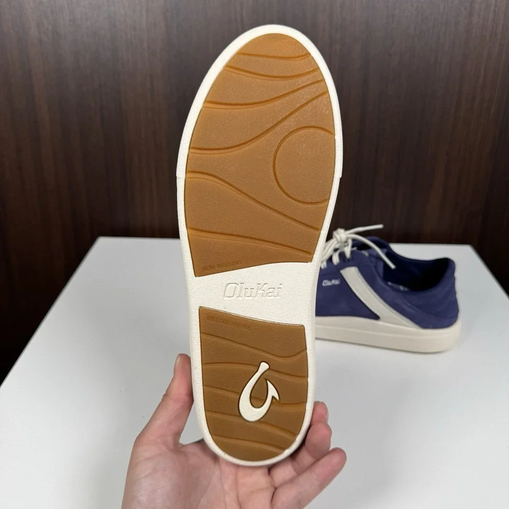 OluKai Ha'upu Women's Shoes 9 Blue / Off White Suede 20493-5418 TRIED ON w/ Box
